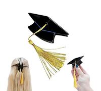 Pince à cheveux à pompon en forme de toque de remise de diplôme, mini pinces à cheveux avec pompon jaune pour femmes et jeunes filles, serre-tête style chapeau de docteur, accessoire (1PC)