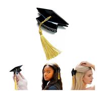 Pince à cheveux à pompon pour casquette de remise de diplôme, mini griffe à cheveux en mortier avec pompon doré oscillant, accessoire mignon de remise de diplôme pour photos et cérémonies (1pc)