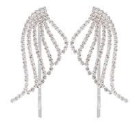 Pince à Cheveux Aile Argentée 1 Paire en Alliage Ambiance Noël | Bijou Élégant pour Banquet et Mariage, Finition Brillante, Accessoire Féminin, Lot de Deux