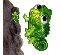 Pince à cheveux antidérapante pour queue de cheval, motif caméléon de dessin animé, pour l'école, les voyages d'affaires, la maison, usage , style tendance, 7,6 x 4,9 cm