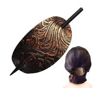 Pince à cheveux avec éponge pour cheveux en cuir synthétique tige ovale, traîneau de cheveux en bâton | Porte de queue de cheval élégante, aiguille pour cheveux en cuir, accessoires pour cheveux