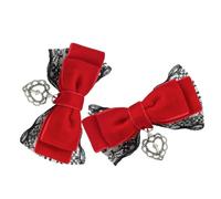 Pince à cheveux avec nœud papillon en dentelle pour femme - Pendentif en forme de cœur croisé - Clip latéral des années 2000 - Nœud pour cheveux de femme de chambre - Ornement de coiffure