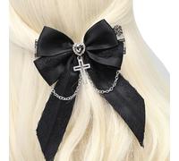 Pince À Cheveux Avec Nœud Papillon En Ruban De Dentelle Barrettes À Pendentif Croisé Antidérapantes Ornement De Cosplay Pour Femmes Porte-queue De Cheval Décorations De Cheveux De Cosplay