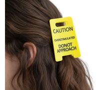 Pince à cheveux avec panneau d'avertissement « Attention à la surirritation » - Tenue forte, PVC durable, accessoire de coiffure fantaisie