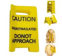 Pince à cheveux avec panneau d'avertissement surstimulé, pince à cheveux jaune, avec panneau « Do Not Approach » - Cadeau amusant pour femmes et collègues de travail (2)