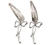 Pince à cheveux avec pendentif en forme de nœud métallique - Barrettes à cheveux tendance - Frange latérale - Pour shopping - Pour fête décontractée