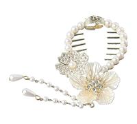 Pince à cheveux avec perles de camélia pour queue de cheval, boulette de viande, boucle de queue de cheval, strass