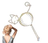 Pince à cheveux avec perles et strass - Pinces de coiffure avec long pompon - Bijoux de cheveux pour coiffure, queue de cheval en perles pour filles, femmes, épouses