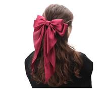 Pince à cheveux avec ruban for femmes, élégante, mode Simple, solide, épingle de printemps en Satin, rétro, accessoires for filles(Wine red)