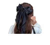 Pince à cheveux avec ruban for femmes, élégante, mode Simple, solide, épingle de printemps en Satin, rétro, accessoires for filles(Black)