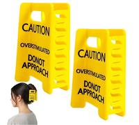 Pince à cheveux avec signe d'avertissement surstimulé, pince à cheveux d'avertissement de ne pas approcher, pinces à griffes jaunes amusantes à forte adhérence pour femmes (2Pcs)