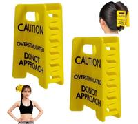 Pince à cheveux avec signe de caution surstimulée, ne pas approcher la pince à cheveux pour cheveux épais, pinces à cheveux jaunes drôles, accessoires pour les travailleurs et les amis (2 pièces)