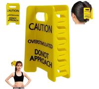 Pince à cheveux avec signe de caution surstimulée, ne pas approcher la pince à cheveux pour cheveux épais, pinces à cheveux jaunes drôles, accessoires pour les travailleurs et les amis (1 pièce)