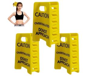 Pince à cheveux avec signe de caution surstimulée, ne pas approcher la pince à cheveux pour cheveux épais, pinces à cheveux jaunes drôles, accessoires pour les travailleurs et les amis (3 pièces)