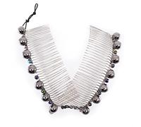 Pince à cheveux banane pour cheveux bouclés épais - Sans danger pour les boucles de type 3 et type 4, coiffure facile et confortable, sans dommages, plis ou douleur (grande, perle hématite grise)