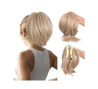 pince à cheveux Chignon à pinces décoiffé for femme, extension de queue cheval haute, courte et lisse, chignon ébouriffé(T27/30/4)