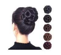 pince à cheveux Chignon en fibre synthétique haute température à neuf fleurs, postiche bou vec peigne et pince(4)