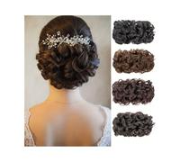pince à cheveux Chignon synthétique bou vec cordon de serrage, chouchou à clip, postiche moelleux et décoiffé(4)