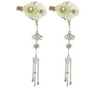 Pince À Cheveux Chinoise Antique À Pompon Avec Jade Synthétique Et Perles ¿ Élégante Coiffure Vintage Pour Mariages Et Occasions Spéciales