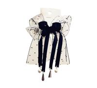 Pince à cheveux créative avec perles avec nœuds en ruban et pompons pour filles, convient pour les étudiants et les femmes qui travaillent