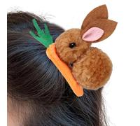 Pince à cheveux de lapin, épingle à cheveux de lapin - Pince à cheveux lapin avec épingles à cheveux carottes - Pince à cheveux élastique en forme de lapin en peluche, accessoires pour cheveux de lapi