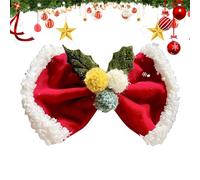 Pince à cheveux de Noël avec accessoire de boule de cheveux en tissu de nœud rouge | Design de 3 boules pailletées, pince à cheveux de Noël en velours pour l'hiver, filles, femmes et,