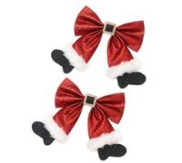 Pince à cheveux de vacances avec nœuds à paillettes rouges | Barrette de conception de bas avec garniture en peluche pour le de costume de Noël, vêtements photo