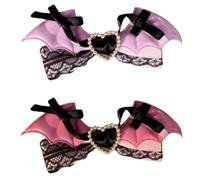 Pince à cheveux des années 2000 pour Halloween, punk, aile en dentelle, nœud papillon, barrettes antidérapantes pour frange latérale, cosplay, fête, soirée