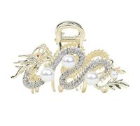 Pince à cheveux dragon - Épingle à cheveux en métal de l'année du dragon | Pince à cheveux chinoise | Épingle à cheveux en métal élégante | Épingle à cheveux dragon avec perle pour anniversaire | Fête