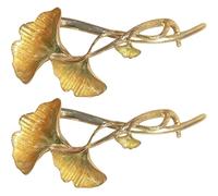 Pince à Cheveux Élégant en Alliage 2 Pièces Feuille de Ginkgo | Léger et Fiable, Finition Or, pour Chignon, École et Anniversaire, Lot de Deux