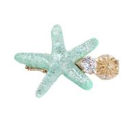 Pince à cheveux élégante en forme d'étoile de mer brillante et coquillages - Pince à cheveux décorative pour femme