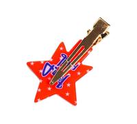 Pince à cheveux en acrylique avec lettre de l'alphabet à cinq pointes - Poudre dorée - Couleur unie - Pince latérale - Accessoires pour cheveux pour filles (C, 6 x 4 x 1 cm)