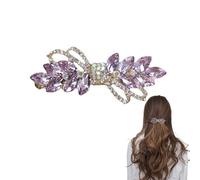 Pince à cheveux en cristal avec strass, barrettes violettes exquises à clipser, fermoir français élégant, accessoires pour cheveux fins moyens épais, cadeau pour femmes et filles