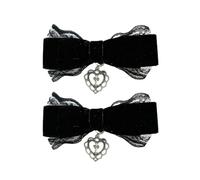 Pince à cheveux en dentelle avec nœud papillon pour femme - Pendentif en forme de cœur croisé - Clip latéral des années 2000 - Nœuds pour cheveux