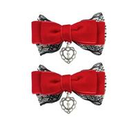 Pince à cheveux en dentelle avec nœud papillon pour femme - Pendentif en forme de cœur croisé - Clip latéral des années 2000 - Nœuds pour cheveux