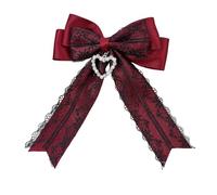 Pince à cheveux en dentelle pour fille cool des années 2000 avec breloque en forme de cœur d ' amour, grands nœuds pour les fêtes et les événements spéciaux, accessoire élégant en dentelle pour