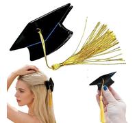 Pince à cheveux en forme de chapeau de remise de diplôme, mini barrettes noires en forme de chapeau de remise de diplôme avec pompon jaune, pince à cheveux pour chapeau de docteur (1 PC)
