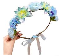 Pince à cheveux en forme de couronne florale avec fleurs artificielles et feuilles de vigne bohème pour printemps été photographie accessoires (D)