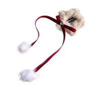 Pince à cheveux en forme de cœur avec pompons pour filles