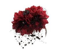 Pince à cheveux en forme de fleur - Grande barrette | Matériau ABS PVC avec taille de 13 cm, perles en mousseline de soie, motif floral, accessoire pour femmes et filles, rendez-vous, vacances, école
