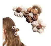 Pince à cheveux en forme de fleur tricotée, pince à cheveux au crochet, accessoire de cheveux élégant pour femmes et filles, barrette en peluche, forte tenue demi-chignon