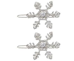 Pince à cheveux en forme de flocon de neige, 1 pair silver | Belles barrettes à cheveux avec scintillants pour dames à la mode, accessoires pour mariages et fêtes
