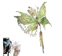 Pince à cheveux en forme de larmes de papillon, ailes de fée 3D mobiles avec pampilles perlées, grand accessoire pour cheveux, pour femmes et filles (vert)