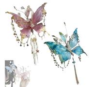 Pince à cheveux en forme de larmes de papillon, design papillon et perles pour coiffures, ailes mobiles 3D, grandes pinces à cheveux en forme d'aile de fée, barrette élégante pour fête quotidienne
