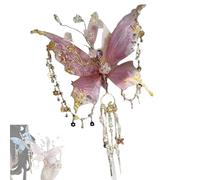 Pince à cheveux en forme de larmes de papillon, design papillon et perles pour coiffures, ailes mobiles 3D, grandes pinces à cheveux en forme d'aile de fée, barrette élégante pour fête au quotidien