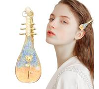Pince à cheveux en forme de pipa - En forme d'instrument de musique - Barrettes portables pour cheveux fins - Style chinois - Pour femmes et filles