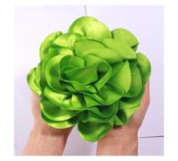 pince à cheveux en forme de rose Épingle à cheveux en satin faite la main, grande fleur, 19 cm, for défilé, spectacle(Lime,With no brooch)