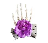Pince à cheveux en forme de squelette avec fleur pour Halloween, fête, cosplay, gothique, série sombre, accessoires pour cheveux pour femme