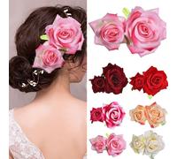 Pince À Cheveux En Velours Double Rose Faite À La Main, Barrettes De Demoiselle D'honneur, Pour Femmes, Filles, Mariage, Danseuse Flamme