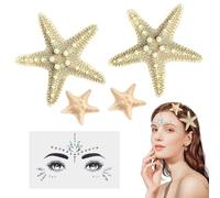Pince à Cheveux étoile de Mer,Strass Visage Carnaval,Accessoires de Sirène,Strass Visage Sirene, Accessoires pour Que les Filles Jouent à la Sirène